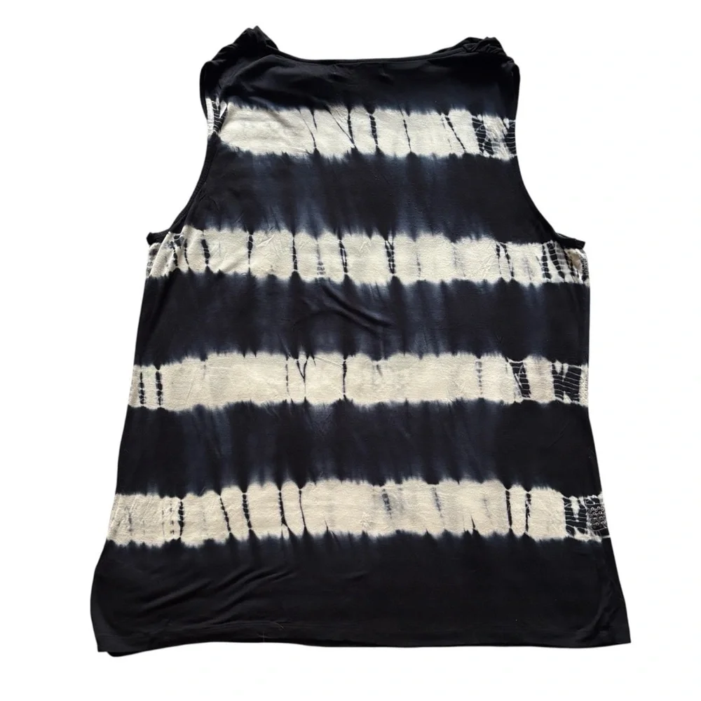 Laura Ashley Black and Cream Tie-Dye Tank Top